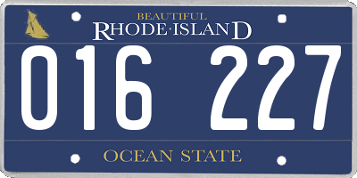 RI license plate 016227