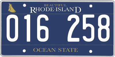 RI license plate 016258