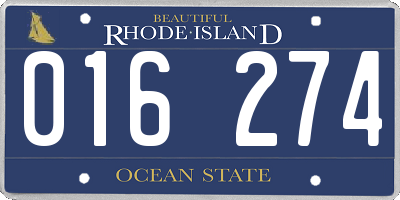 RI license plate 016274