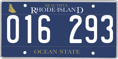 RI license plate 016293