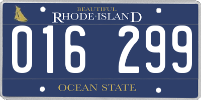 RI license plate 016299