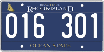 RI license plate 016301