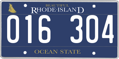 RI license plate 016304