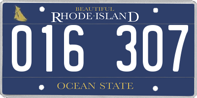 RI license plate 016307