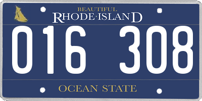 RI license plate 016308