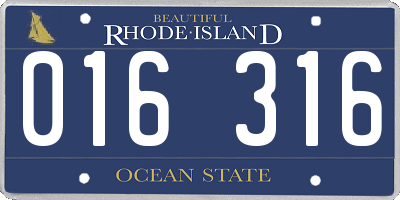 RI license plate 016316