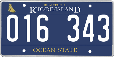 RI license plate 016343