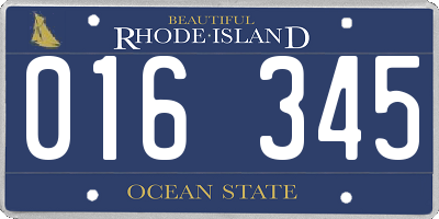 RI license plate 016345