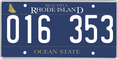 RI license plate 016353