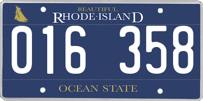RI license plate 016358