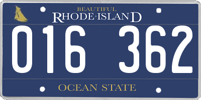 RI license plate 016362