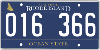 RI license plate 016366