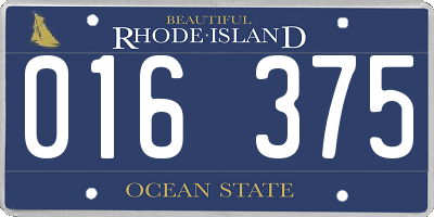 RI license plate 016375