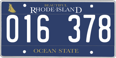 RI license plate 016378