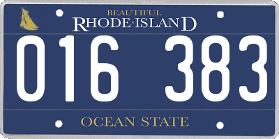 RI license plate 016383