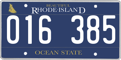 RI license plate 016385