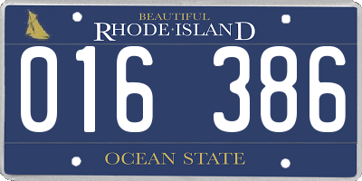 RI license plate 016386