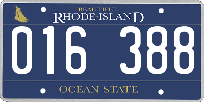 RI license plate 016388