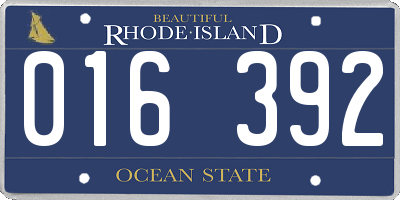 RI license plate 016392