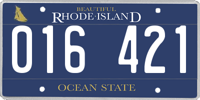 RI license plate 016421