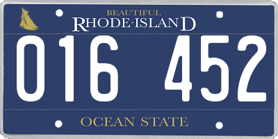 RI license plate 016452