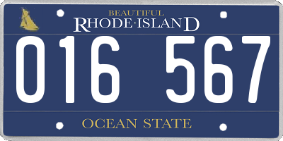 RI license plate 016567