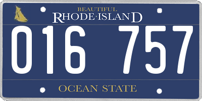 RI license plate 016757