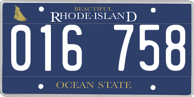 RI license plate 016758