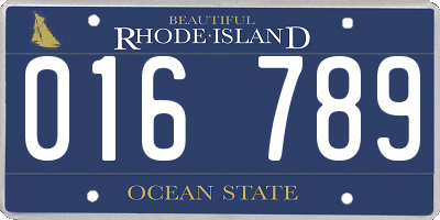 RI license plate 016789