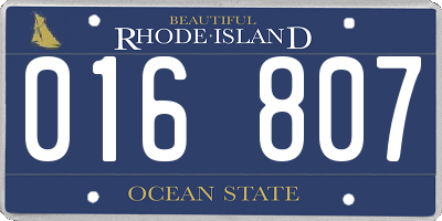 RI license plate 016807