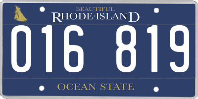 RI license plate 016819