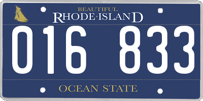 RI license plate 016833