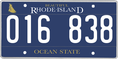 RI license plate 016838