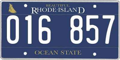 RI license plate 016857