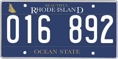 RI license plate 016892