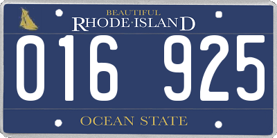 RI license plate 016925
