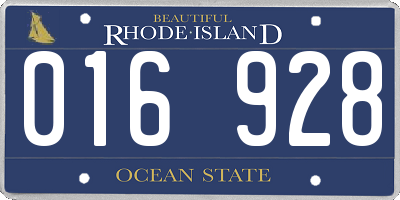 RI license plate 016928