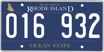 RI license plate 016932