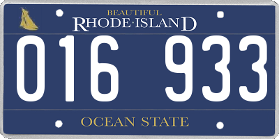RI license plate 016933