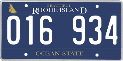 RI license plate 016934