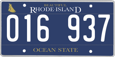 RI license plate 016937