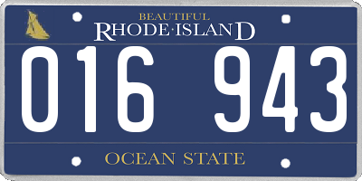 RI license plate 016943