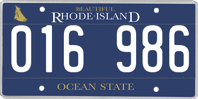 RI license plate 016986