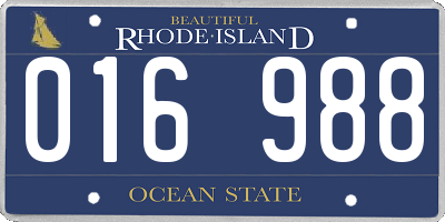 RI license plate 016988