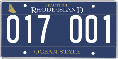 RI license plate 017001