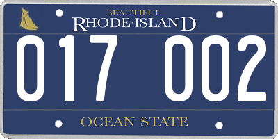 RI license plate 017002