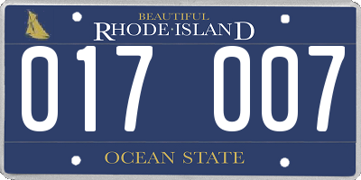 RI license plate 017007