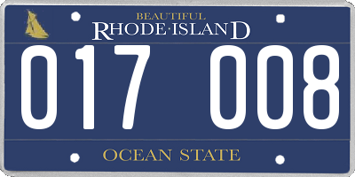 RI license plate 017008