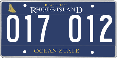 RI license plate 017012
