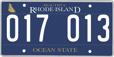 RI license plate 017013